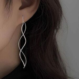 Silver threader earrings S336